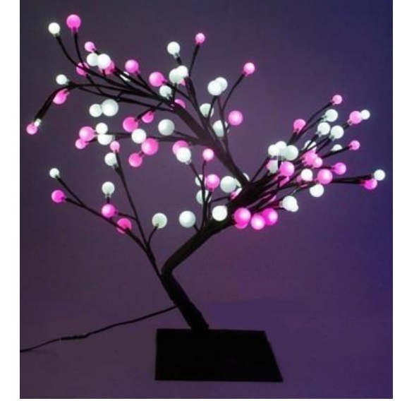 Светодиодное дерево "Снежные Шарики" 0.60m бело-розовое свечение