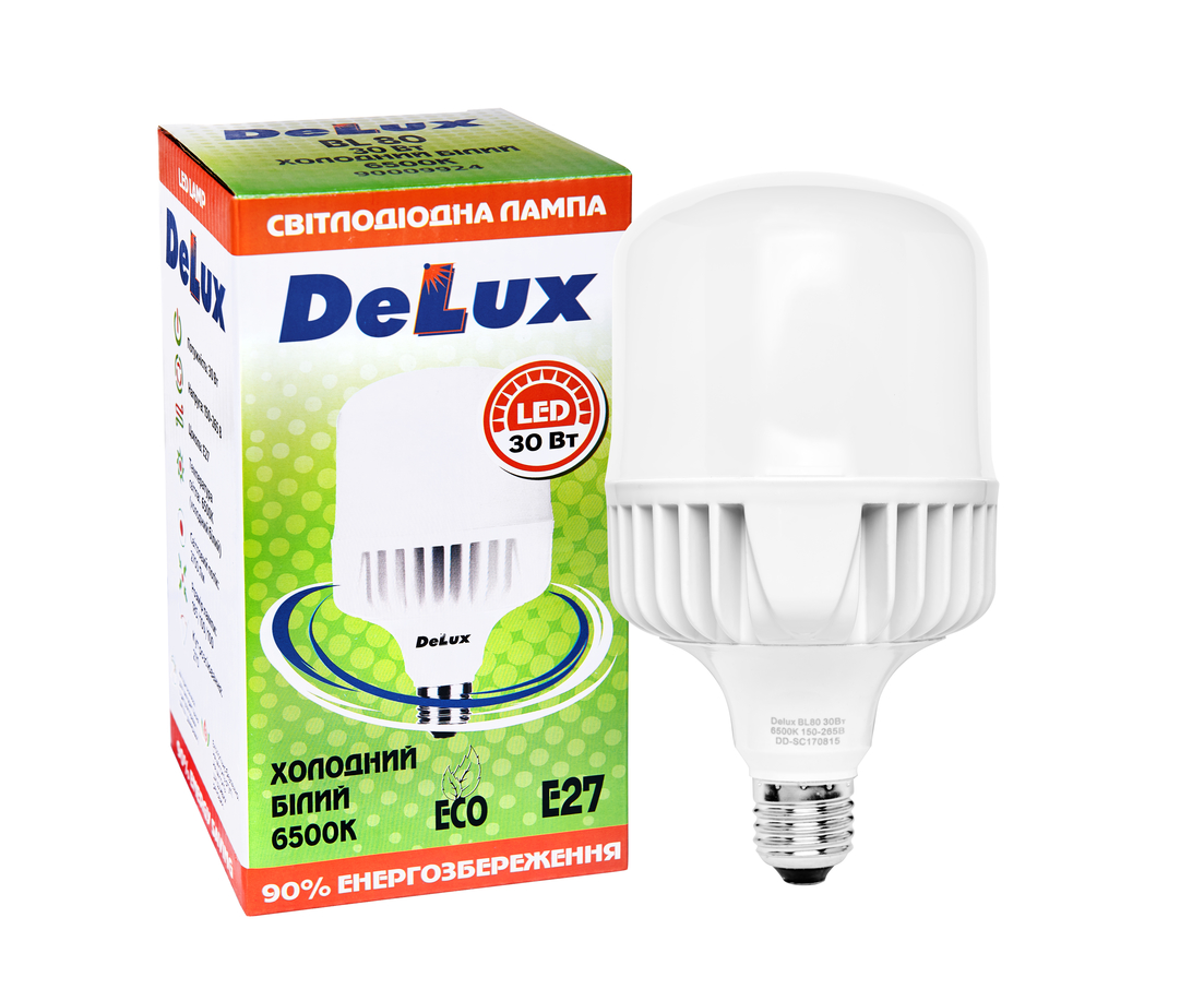 Лампа светодиодная Delux BL80 E27 30W 6500K 2700lm 270° AC150V-265V