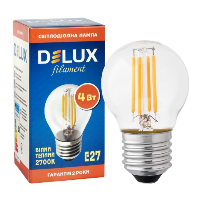 Лампа светодиодная Delux G45 E27 4W 2700K 400lm 300° AC175V-250V