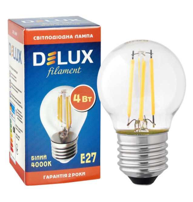 Лампа светодиодная Delux G45 E27 4W 4000K 400lm 300° AC175V-250V