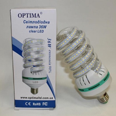 Лампа светодиодная Optima E27 36W 5000K 3060lm 360° AC175V-265V