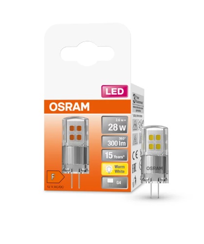 Лампа диодная низковольтная Osram PIN30 G9 2.6W 2700K 300lm 320° AC/DC12V