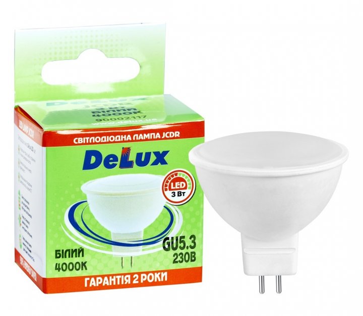 Лампа светодиодная Delux MR16 GU5.3W 4000K 240lm 110° AC220V-240V