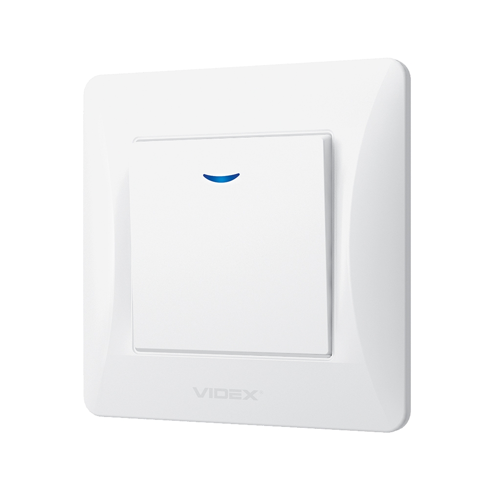 Выключатель Videx Binera белый 1кл с подсветкой  (VF-BNSW1L-W) (20/120)