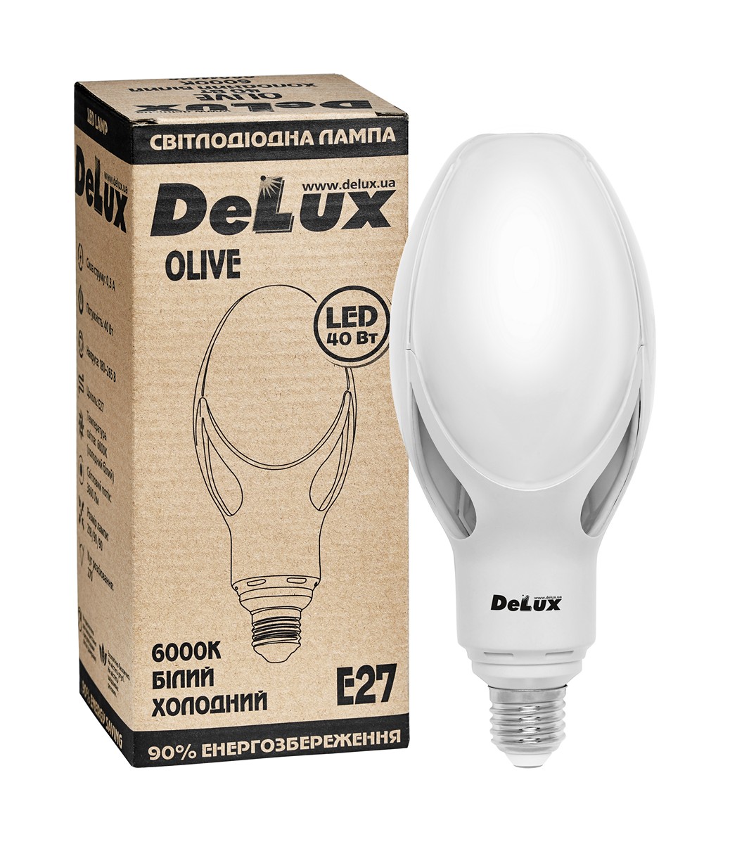 Лампа светодиодная Delux Olive E27 40W 6000K 3600lm 270° AC180V-265V