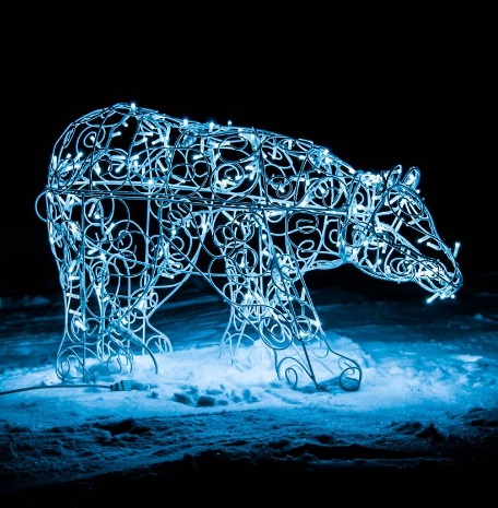 Светодиодный мерцающий "Новогодний Медведь" 3D 1m IP44: белый, т/белый, х/белый