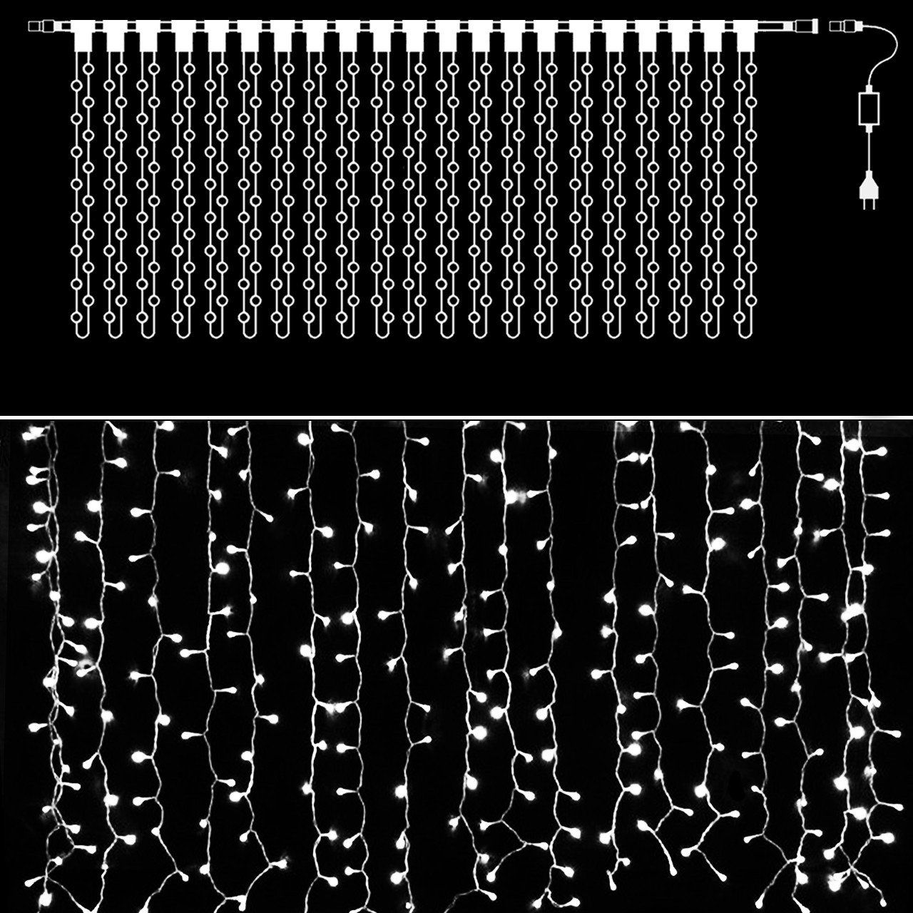 Гирлянда уличная Delux "Штора" 2/3m 912LED IP44 белый на белом 