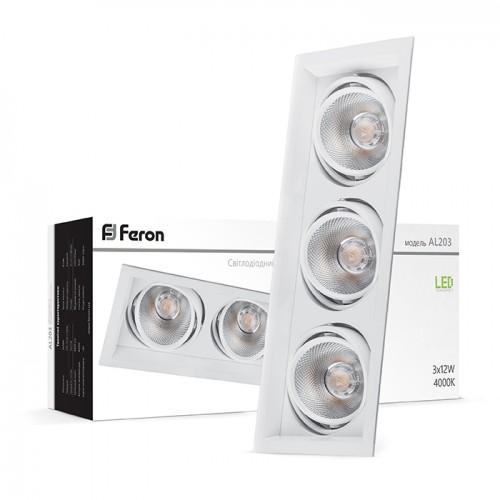 Светильник светодиодный Feron AL203 COB 3x12W 4000K White 370/145/73