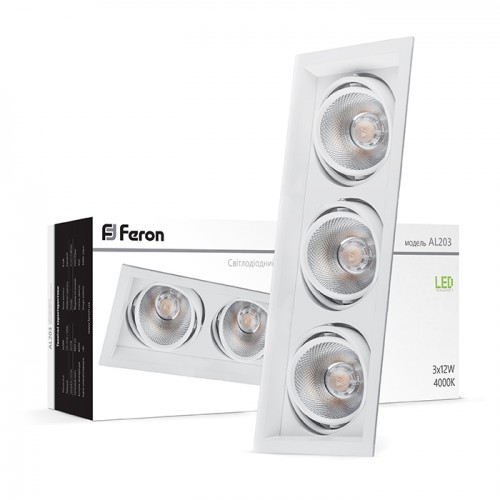 Светильник светодиодный Feron AL203 COB 3x12W 4000K White 370