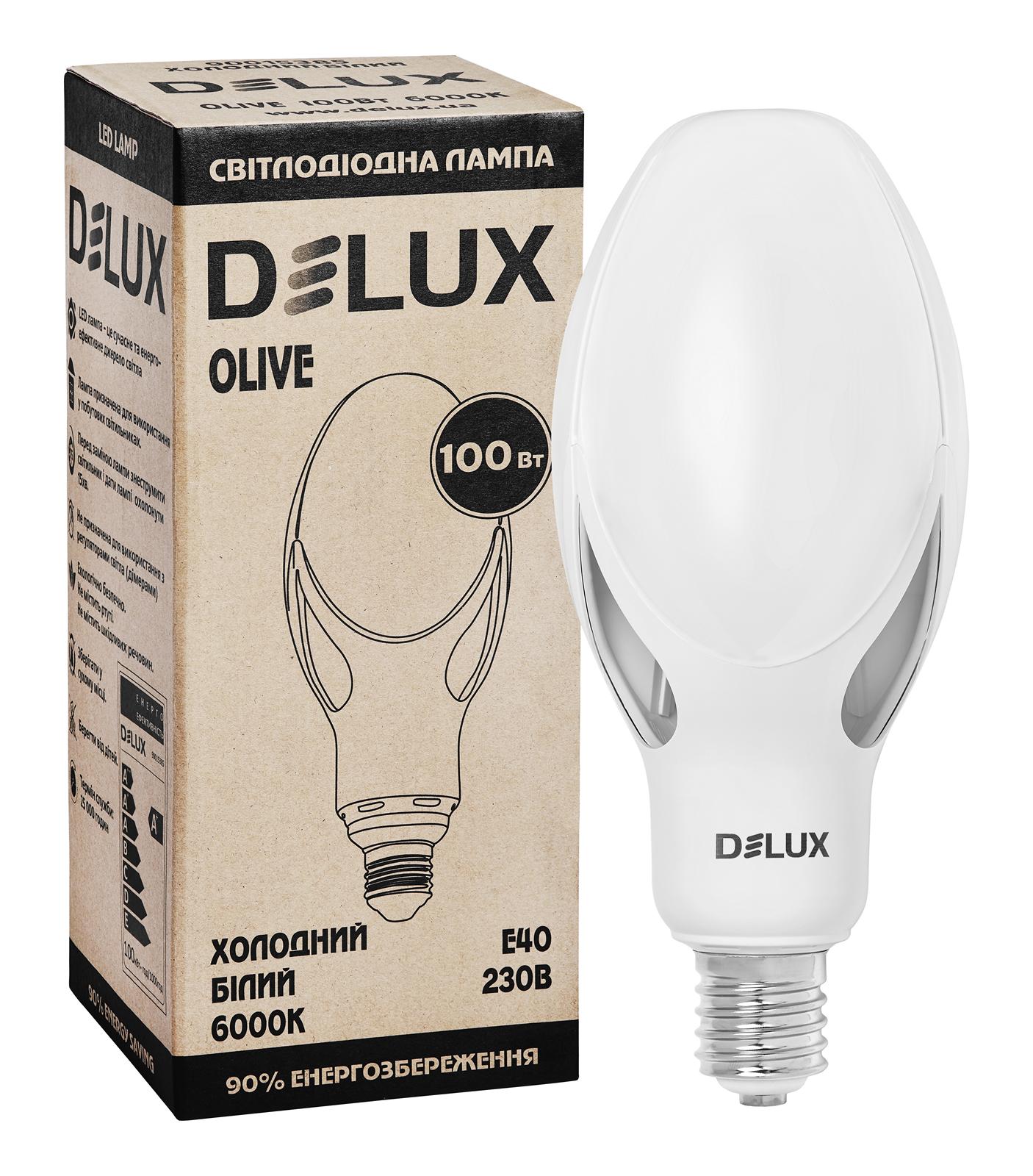 Лампа светодиодная Delux Olive E40 100W 6000K 9000lm 270° AC180V-265V
