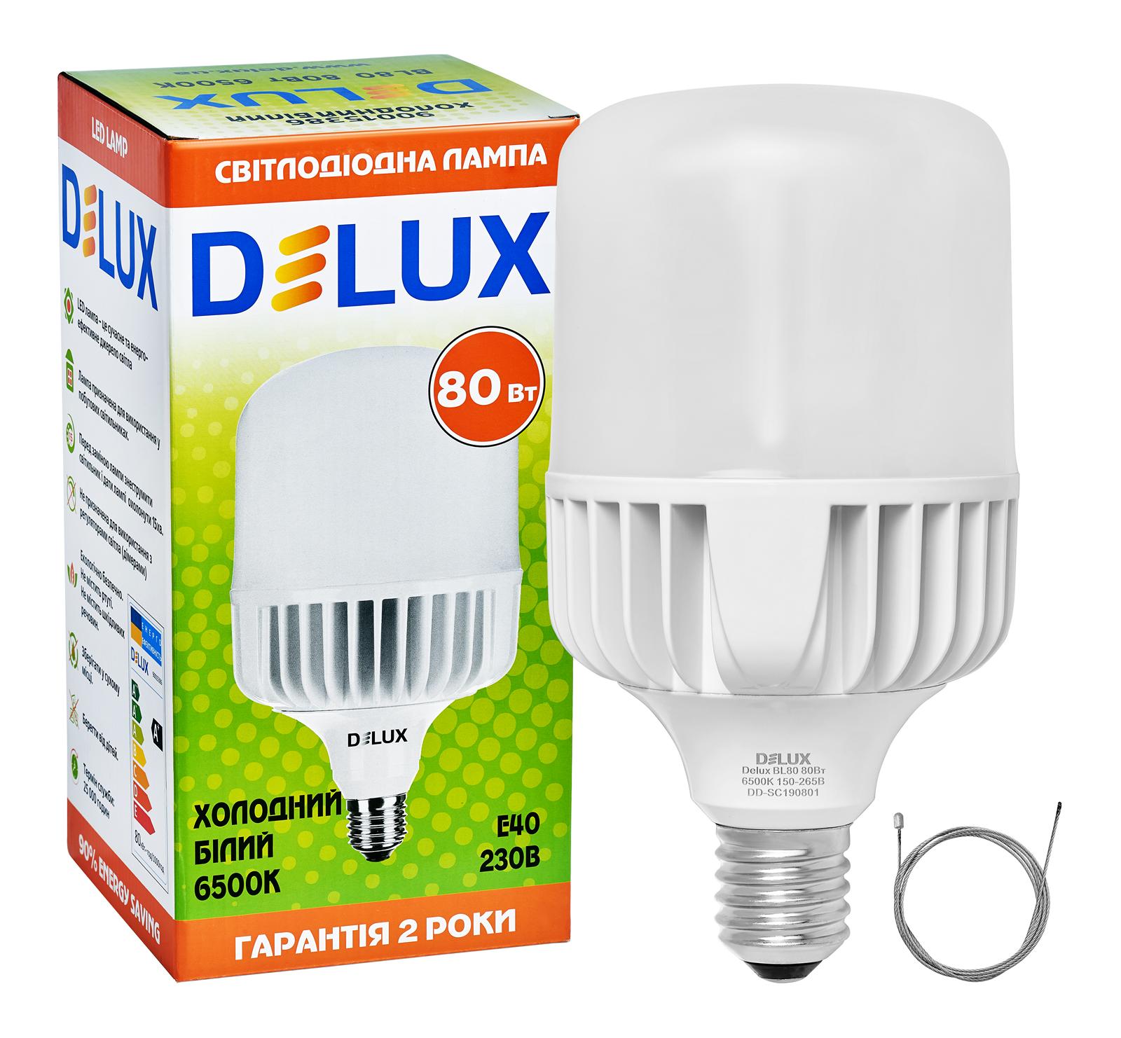 Лампа светодиодная Delux BL80 E40 80W 6500K 7200lm 270° AC150V-265V