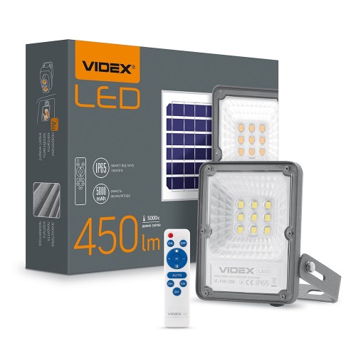 Прожектор светодиодный автономный Videx 10W 5000K 450lm IP65 3.2V