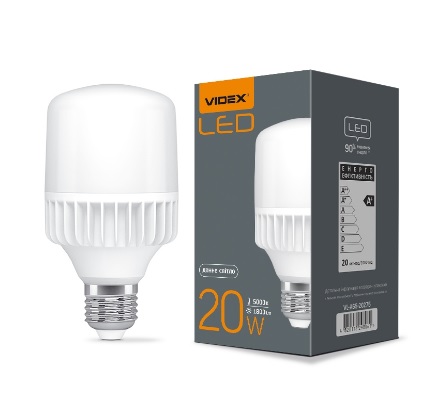 Лампа светодиодная Videx A65 E27 20W 5000K 1800lm 200° AC150V-250V