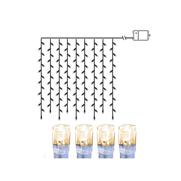 Гирлянда уличная на батарейках Star "Штора" 1х1m IP44 т/белый на черном