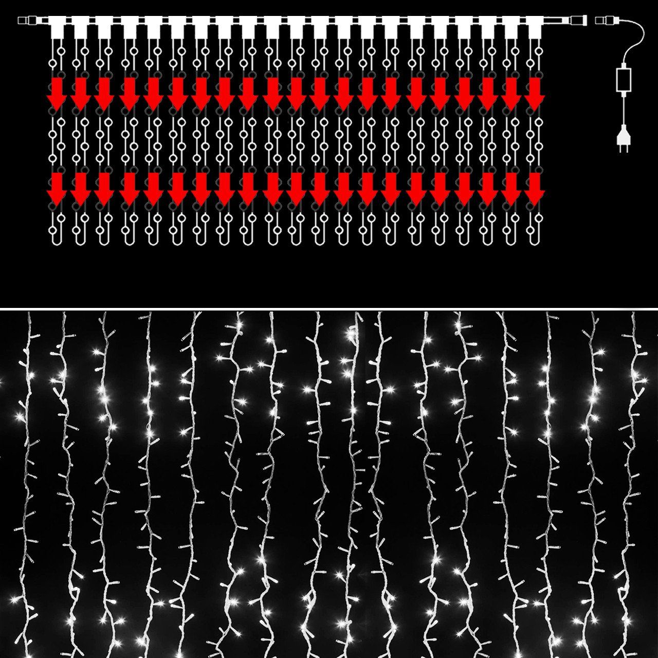 Уличный "Водопад" 400LED 3x2m на белом/прозрачном кабеле (в ассортименте)