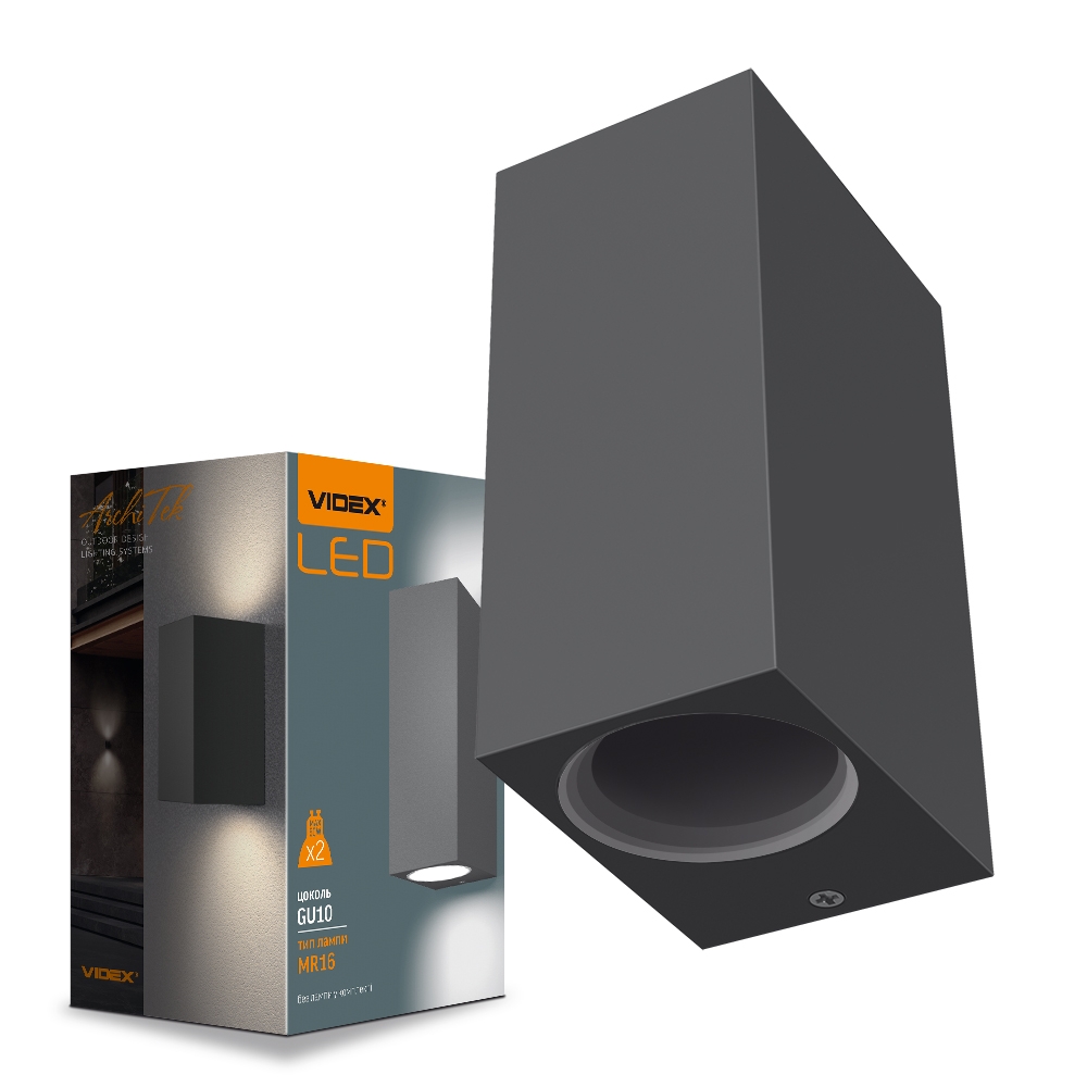 Подсветка фасадная Videx 26531 2xGU10 IP54 Black 150