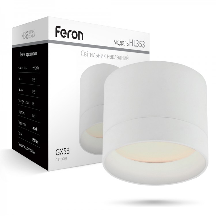 Светильник точечный накладной Feron Hl353 GX53 White 83/70