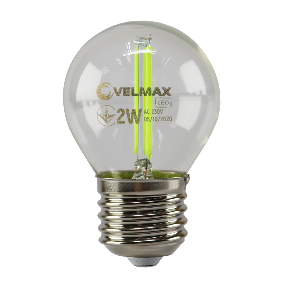 Лампа светодиодная Velmax Filament G45 E27 2W 200lm зеленое свечение