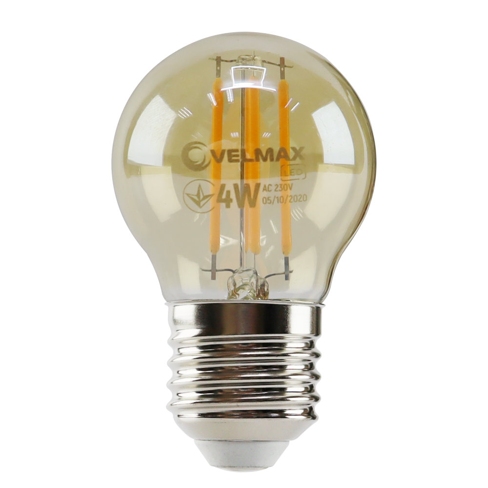 Лампа светодиодная Velmax Filament G45 E27 4W 2200K 400lm 300° AC220V