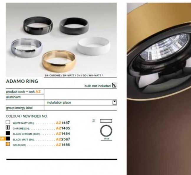 Доп. аксессуар накладное кольцо Azzardo Adamo Ring (черный, белый, золото, хром)