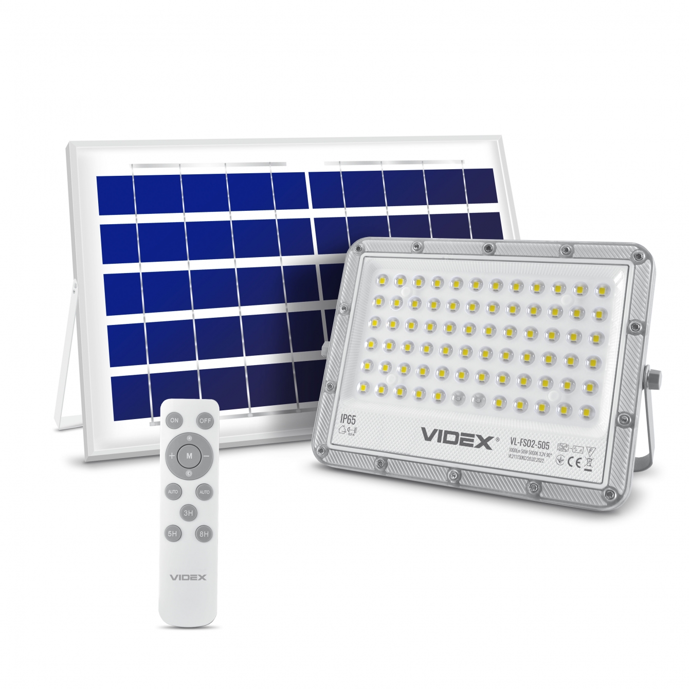 Прожектор автономный с солнечной панелью Videx 50W 5000K 1000lm IP65 90°