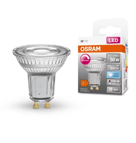 Лампа светодиодная DIM Osram MR16 GU10 4.5W 4000K 350lm 36° AC220V-240V