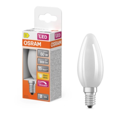 Лампа светодиодная DIM Osram B60 E14 6.5W 2700K 806lm 300° AC230V