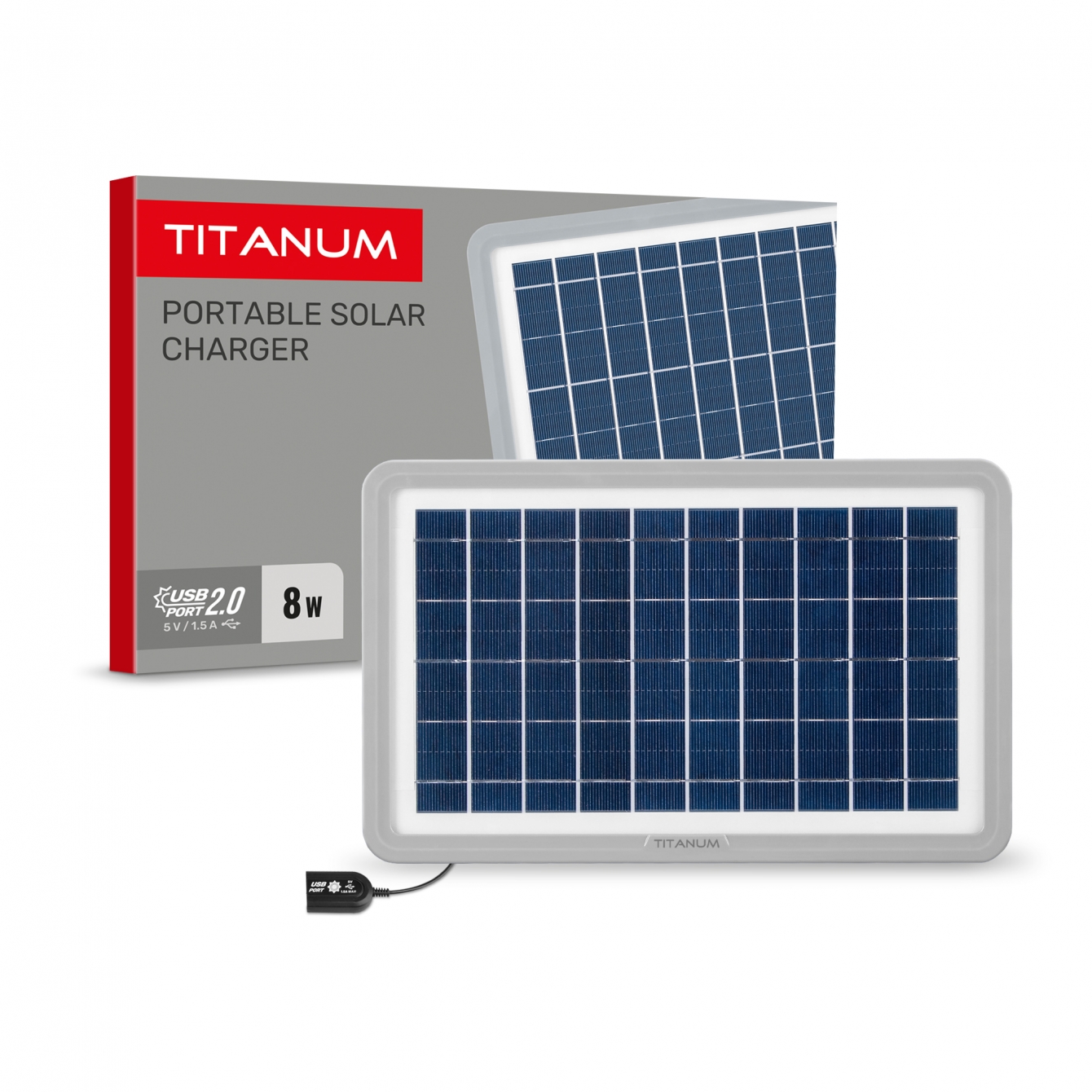 Портативная солнечная панель TSO-M508U Titanum 5V 8W IP65 типы разъемов: USB