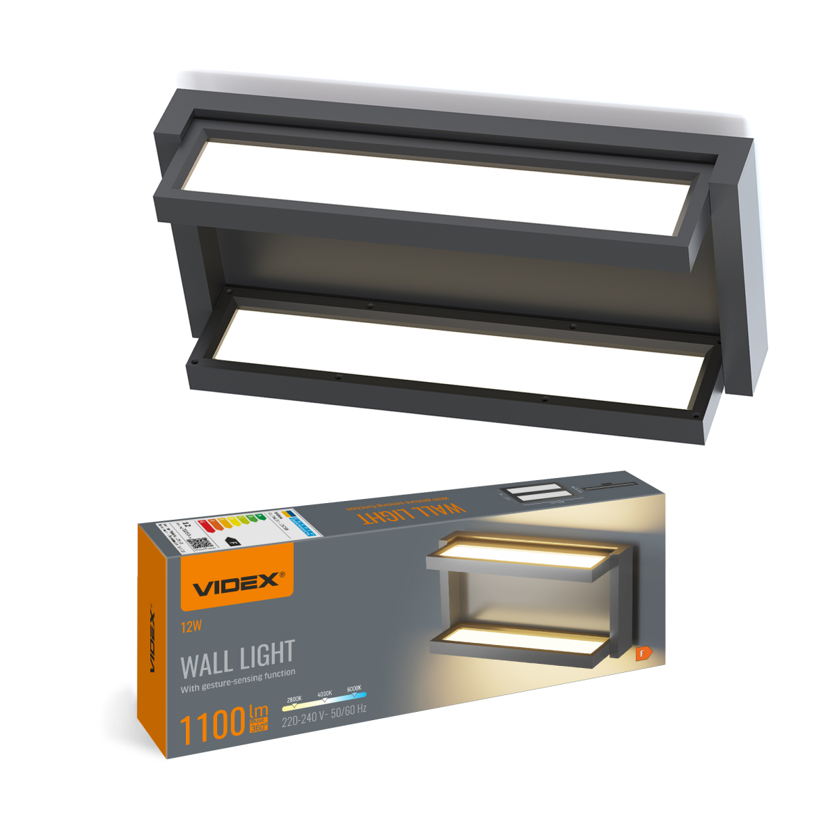 Светильник поворотный с д/д Videx 12W 2800/4000/6000К BK 260