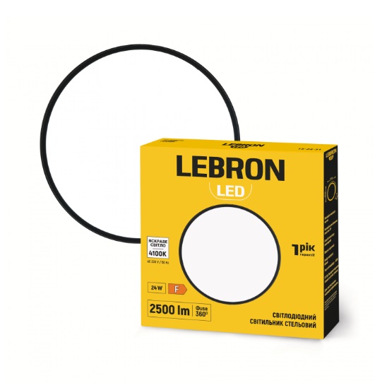 Светильник lebron 24W 4100K 2500lm AC230V IP20 BK Ø300