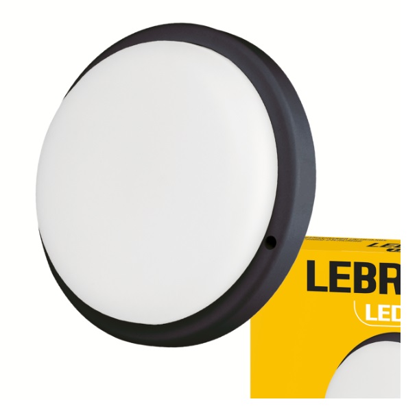 Светильник lebron 20W 6500K 2040lm AC230V IP44 BK Ø175