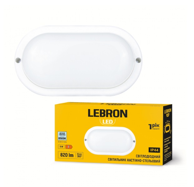 Светильник lebron 9W 6500K 820lm AC230V IP44