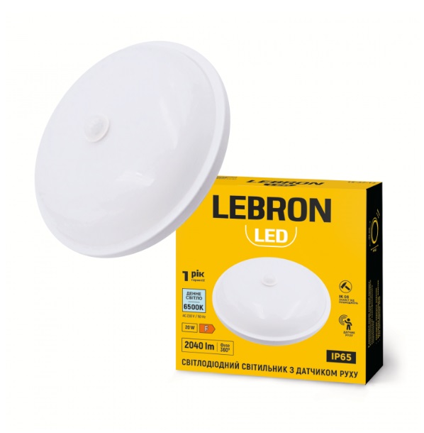 Светильник с д/д lebron 20W 6500K 2040lm AC230V IP65 Ø175