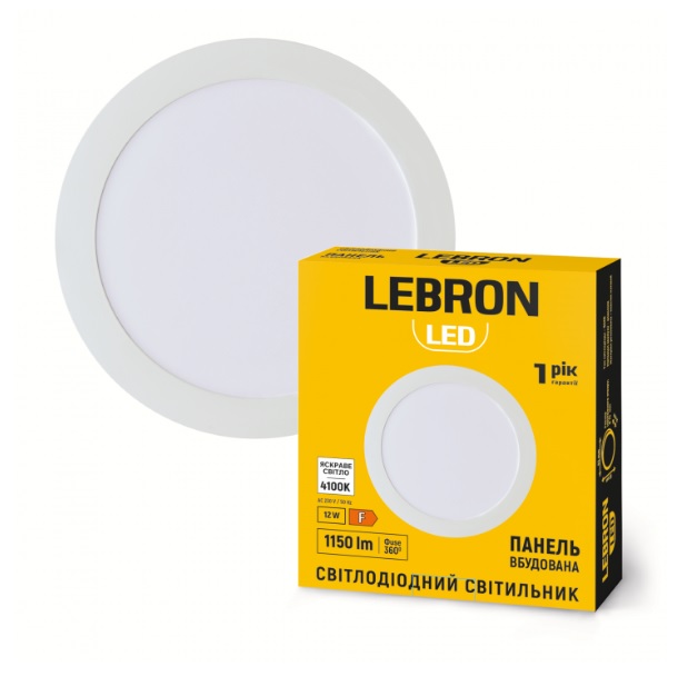 Cветильник точечный Downlight lebron 12W 4100K 850lm IP20 Ø170