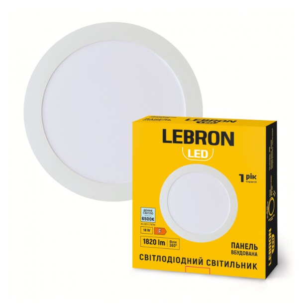 Cветильник точечный Downlight lebron 18W 6500K 1820lm IP20 Ø218