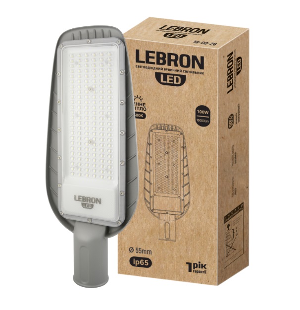 Светильник светодиодный консольный lebron 100W 6500K 10000lm IP65 AC85V-265V