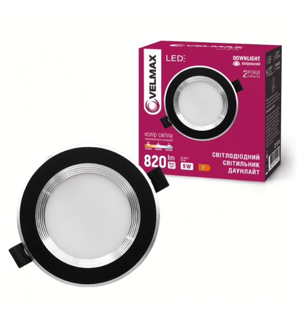 Cветильник Downlight Velmax 9W 3000K-6500K 820lm IP20 Ø108