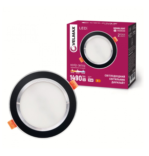Cветильник Downlight Velmax 15W 3000K-6500K 1490lm IP20 Ø140
