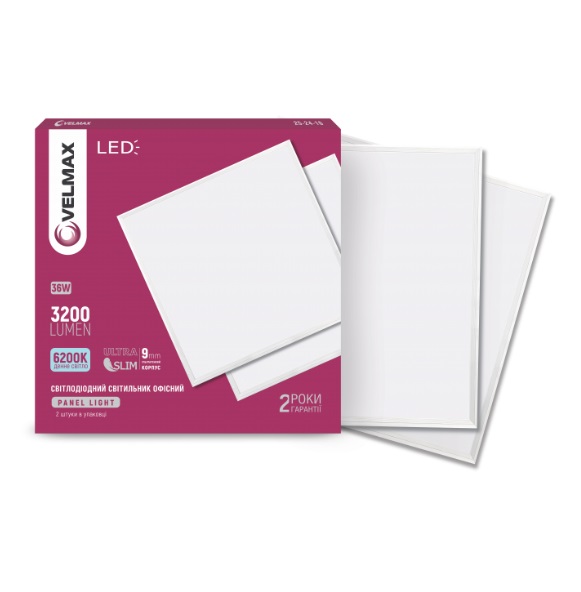 Светодиодная панель Velmax 36W 6200K 3200lm AC230V IP20