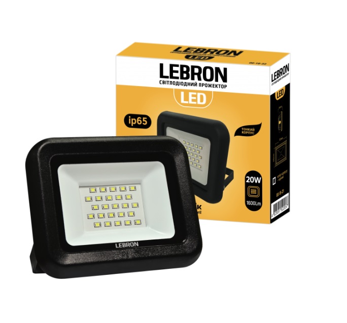 Прожектор светодиодный lebron 20W 6200K 1800lm IP65 AC220V