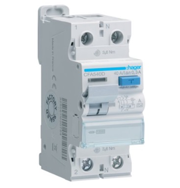Дифреле (ПЗВ) Hager CFA540D 2P 40A 300mA 10kA A