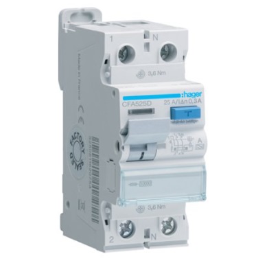 Дифреле (ПЗВ) Hager CFA525D 2P 25A 300mA 10kA A