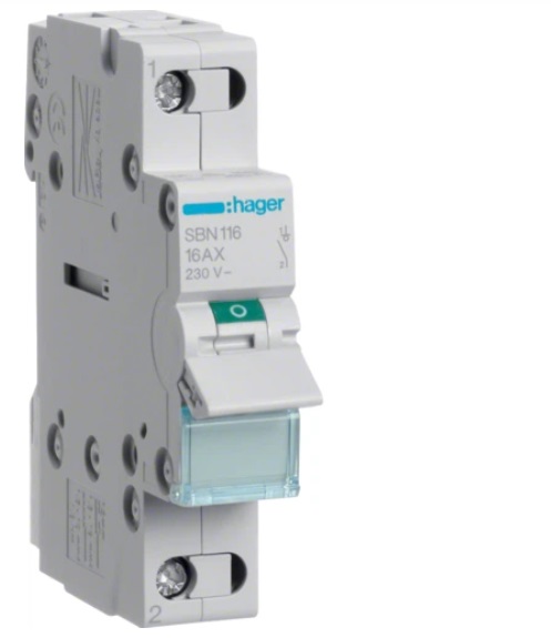 Выключатель нагрузки Hager SBN116 1-полюсный 16А 230V