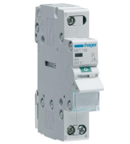 Выключатель нагрузки Hager SBT116 1-пол. с индикацией при вкл. 16А 230V