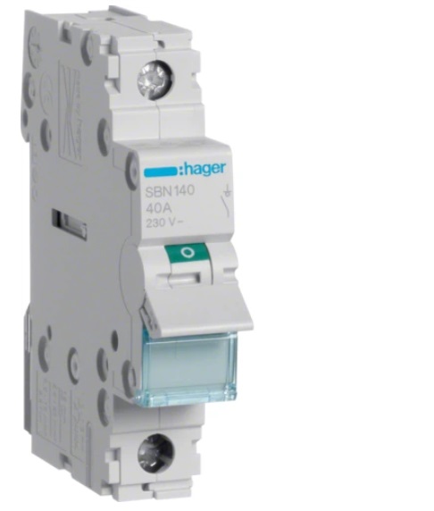 Выключатель нагрузки Hager SBN140 1-полюсный 40А 230V