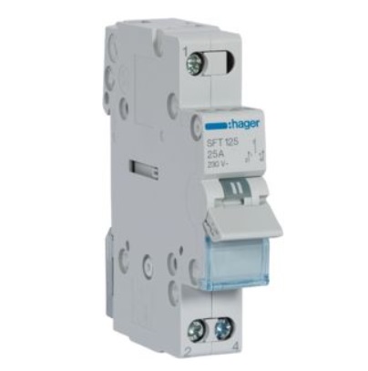 Переключатель Hager SFT125 I-0-II с общим выходом сверху 1-пол. 25А 230V 1м (ввод резервного питания)