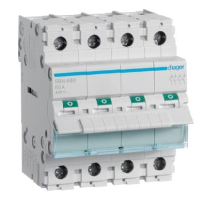 Выключатель нагрузки Hager SBN480 4-полюсный 80А 400V