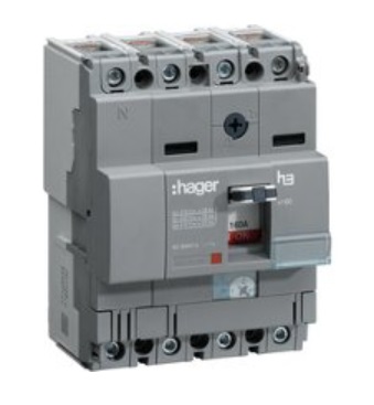Автоматический выключатель Hager HDA101L x160 In=100А 4п 18kA Тфікс./Мфікс.